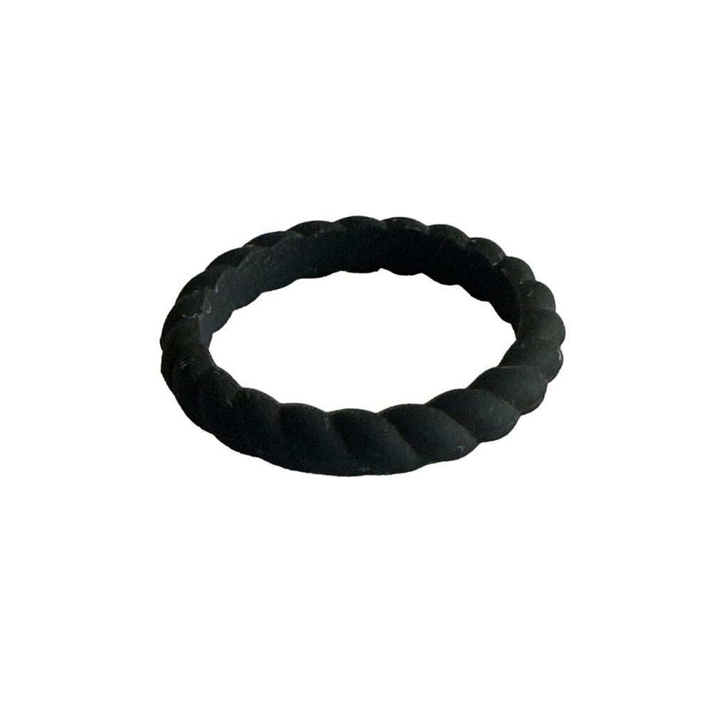 Enso Silicone Ring Unisex Size 5 Solid Black Silicone Rope Ring Comfortable Chic